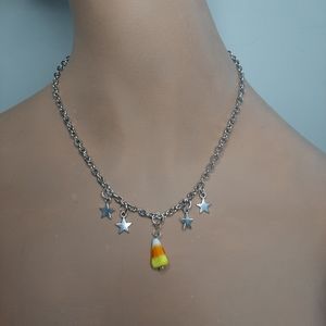 Candy Corn with Silver Star Necklace.